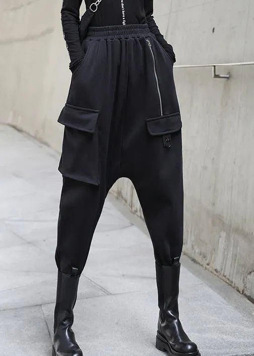 Women's loose, thickened and warm warm winter elastic high waist casual harem overalls pants