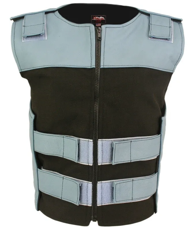 Womens Made in USA Leather & Cordura Zippered Tactical Style Motorcycle Vest