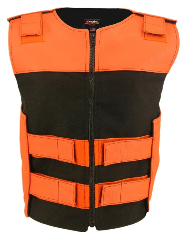 Womens Made in USA Leather & Cordura Zippered Tactical Style Motorcycle Vest