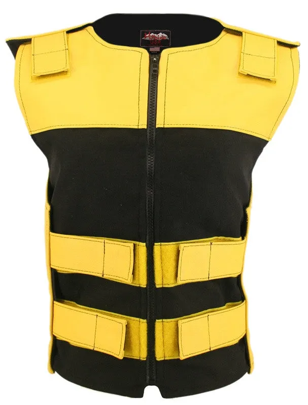 Womens Made in USA Leather & Cordura Zippered Tactical Style Motorcycle Vest