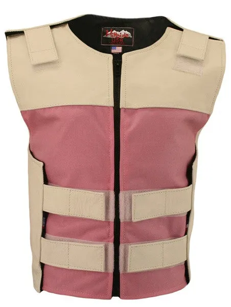 Womens Made in USA Leather & Cordura Zippered Tactical Style Motorcycle Vest