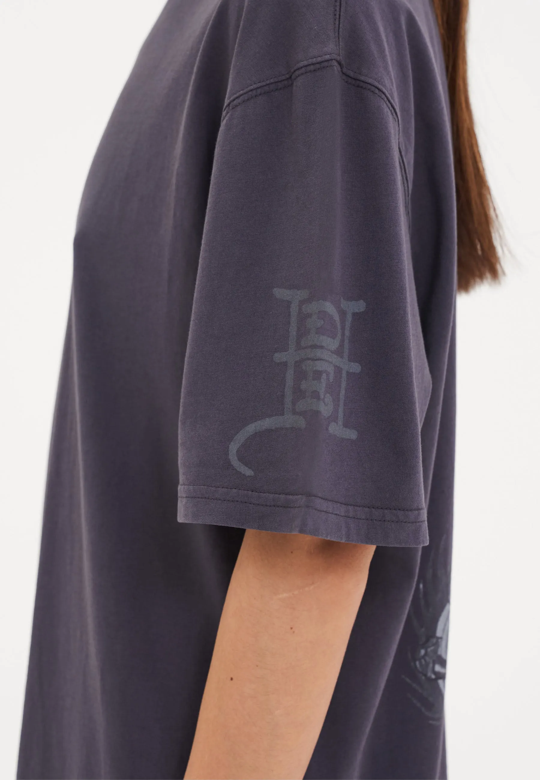 Womens Mono Fireball Dragon Tshirt Top - Dark Grey
