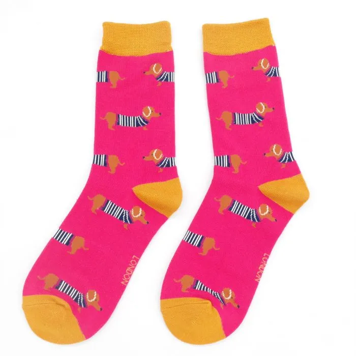 Women's Parisian Pups Socks - Hot Pink