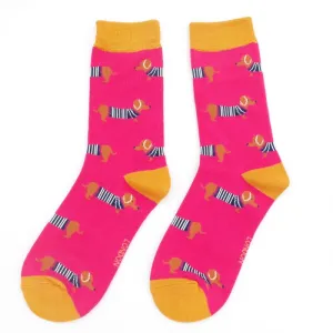 Women's Parisian Pups Socks - Hot Pink