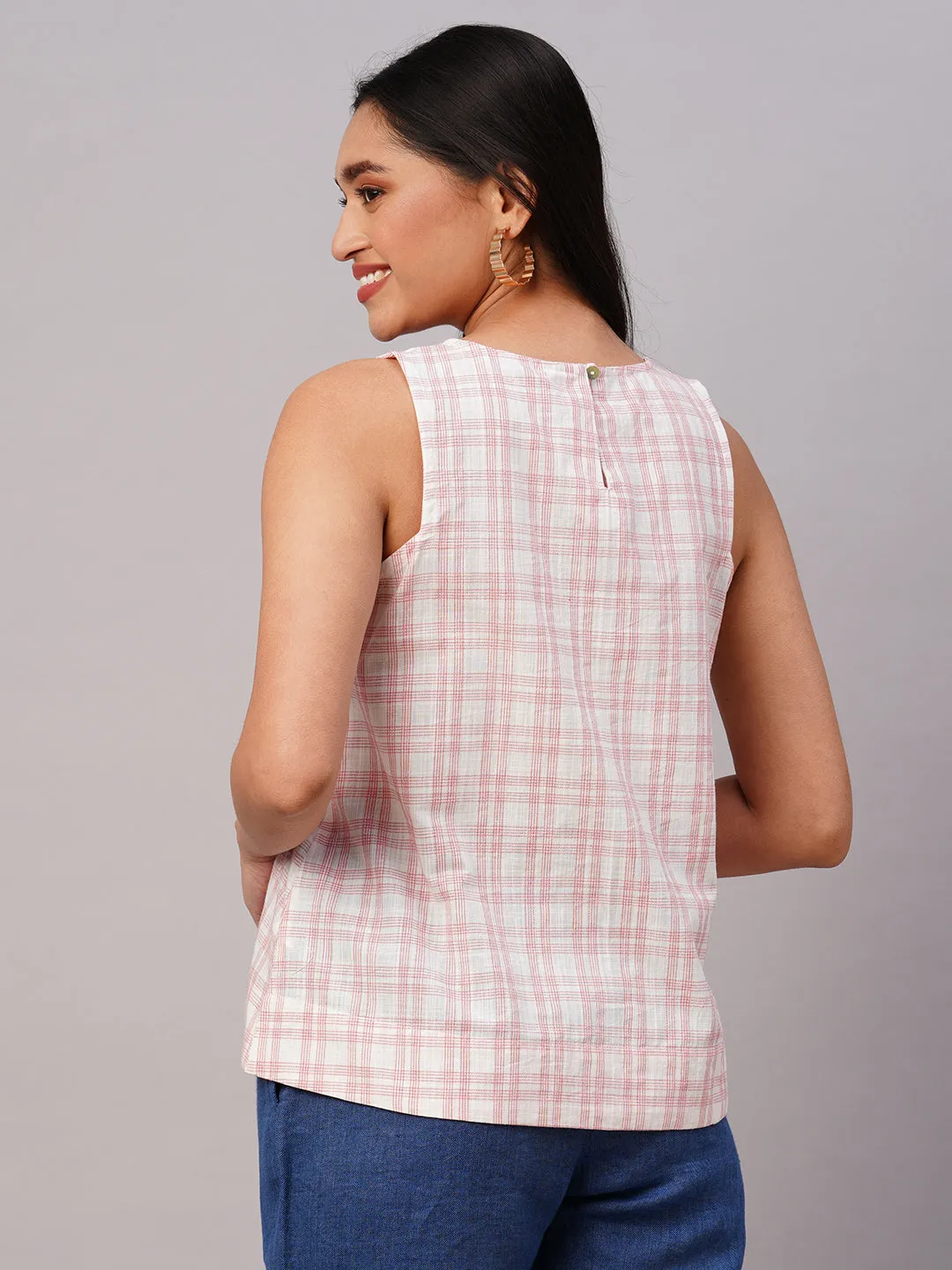 Women's Red Cotton Regular Fit Blouse