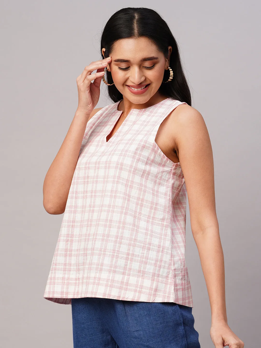 Women's Red Cotton Regular Fit Blouse