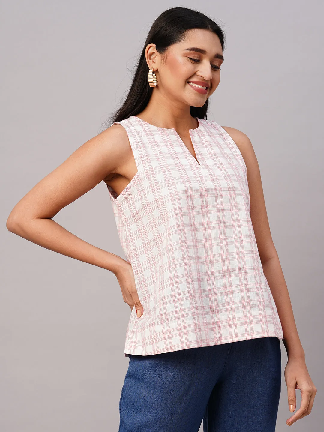 Women's Red Cotton Regular Fit Blouse