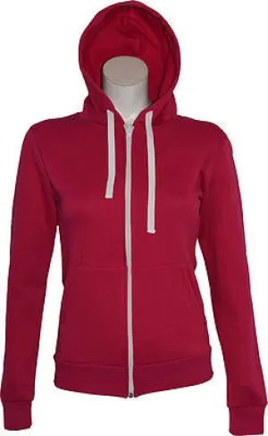 Women's Red Fleece Hoodie with Long Sleeves