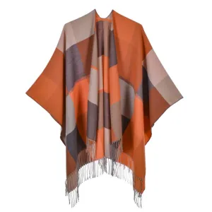 Women's scarf shawl Vintage fashion jacquard split thickened warm shawl cape