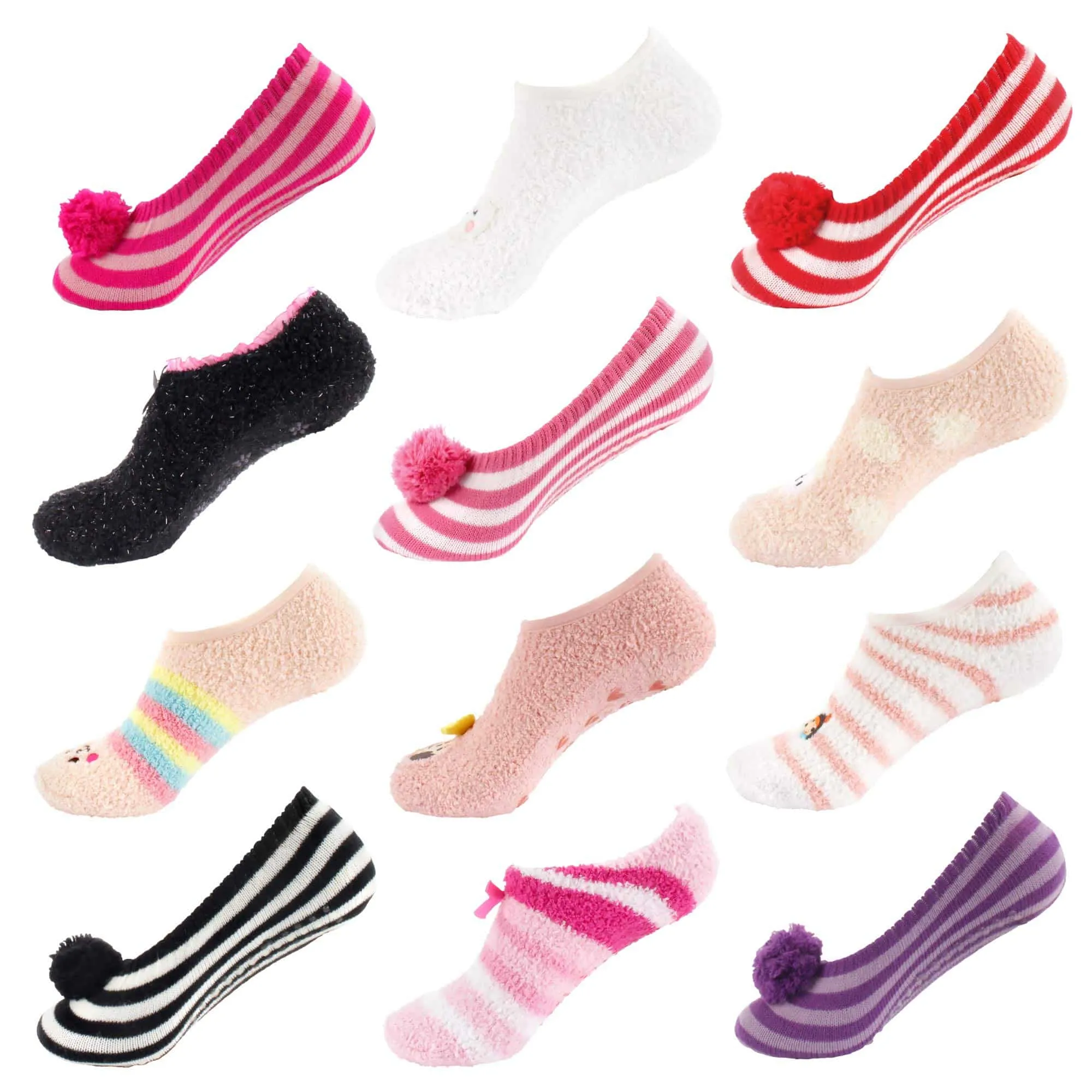 Women's Super Soft Warm Cozy Fuzzy Socks Assortments - 12 Pair Value Packs