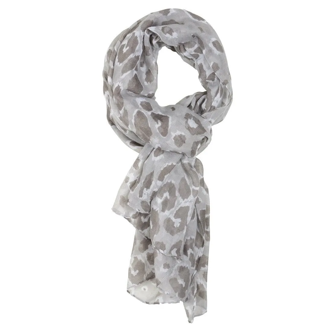 Womens Tanzania Grey Animal Print Lightweight Sheer Scarf