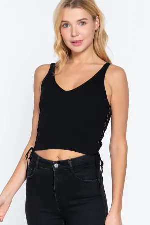 Women's V-neck Side Ruched Sweater Top