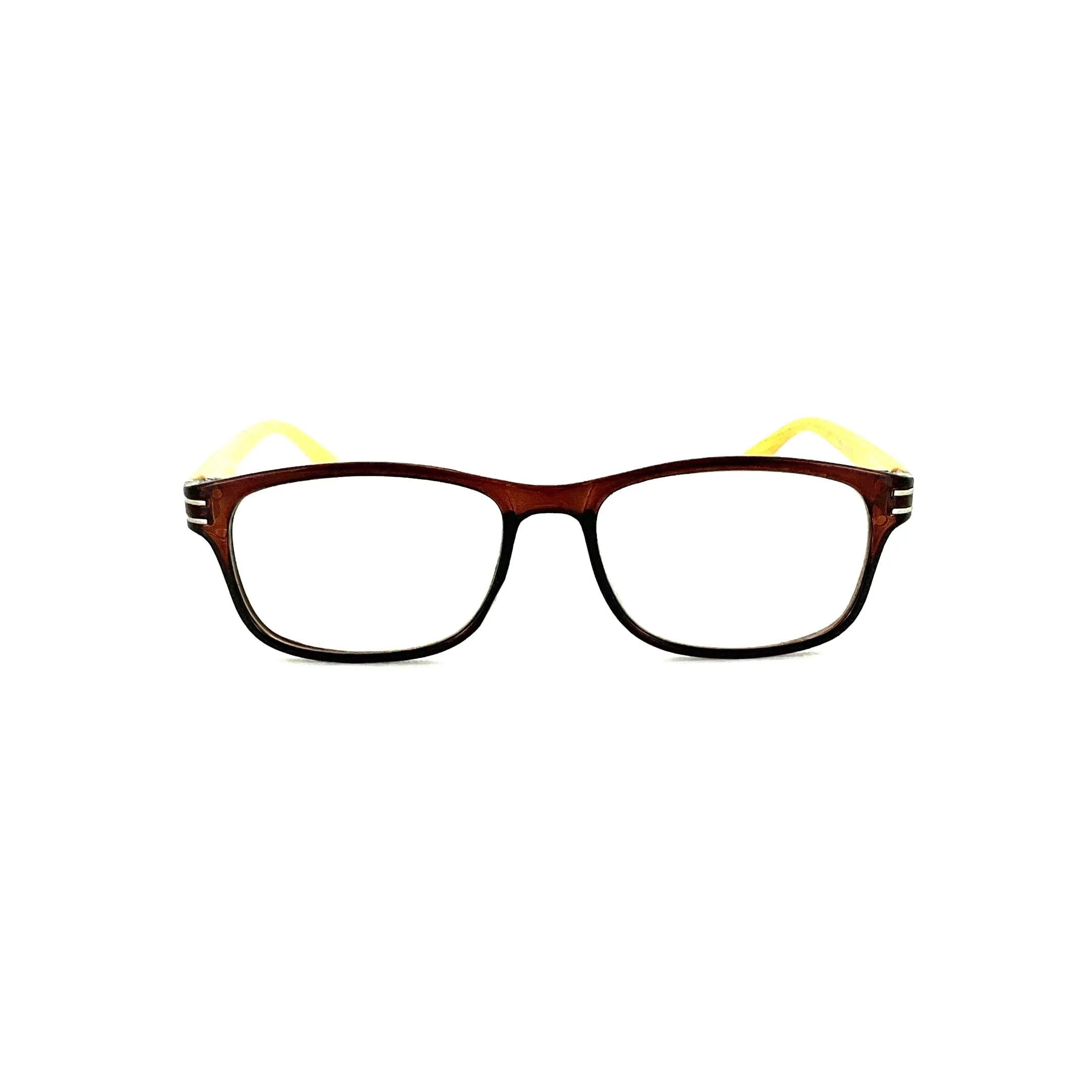 Wood Tone Wayfarer Readers With Clear Case