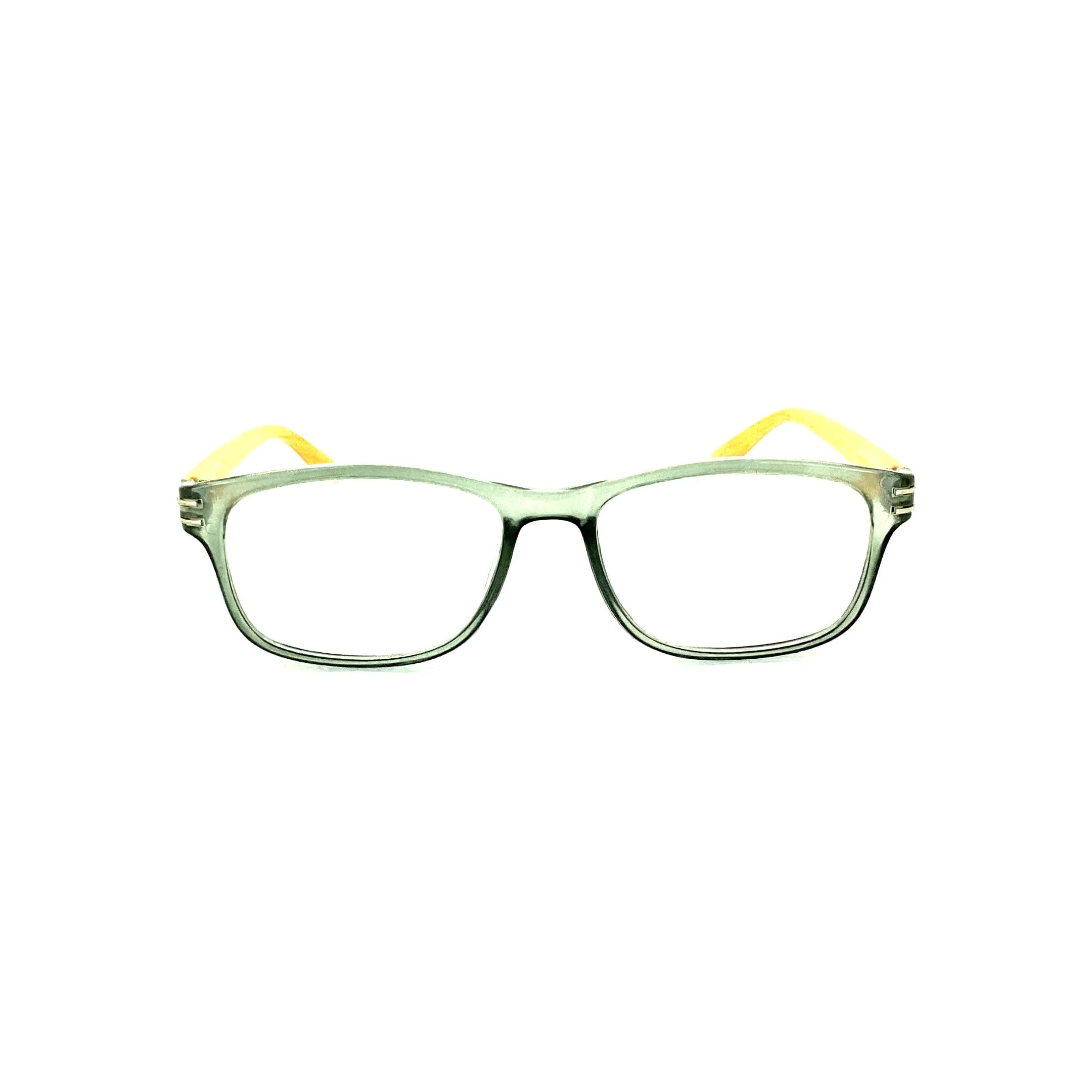 Wood Tone Wayfarer Readers With Clear Case