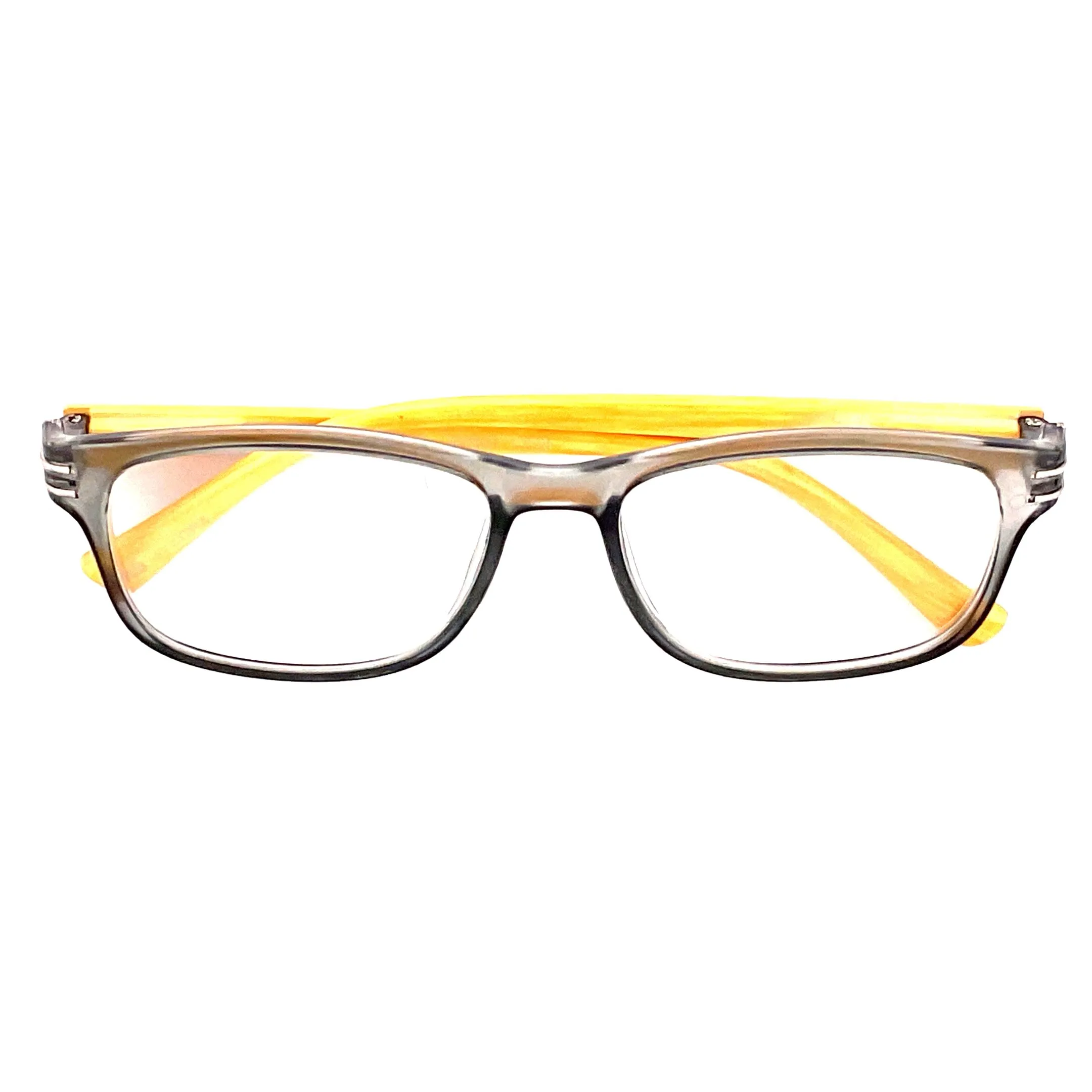 Wood Tone Wayfarer Readers With Clear Case