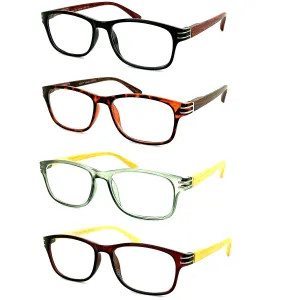 Wood Tone Wayfarer Readers With Clear Case