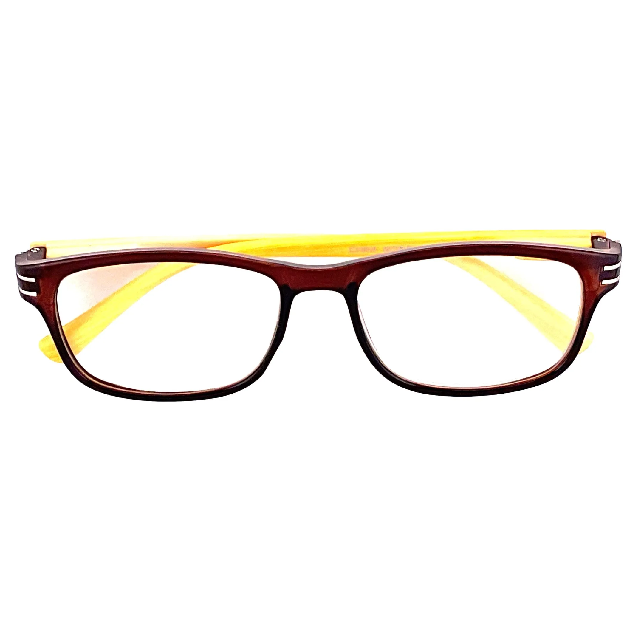 Wood Tone Wayfarer Readers With Clear Case