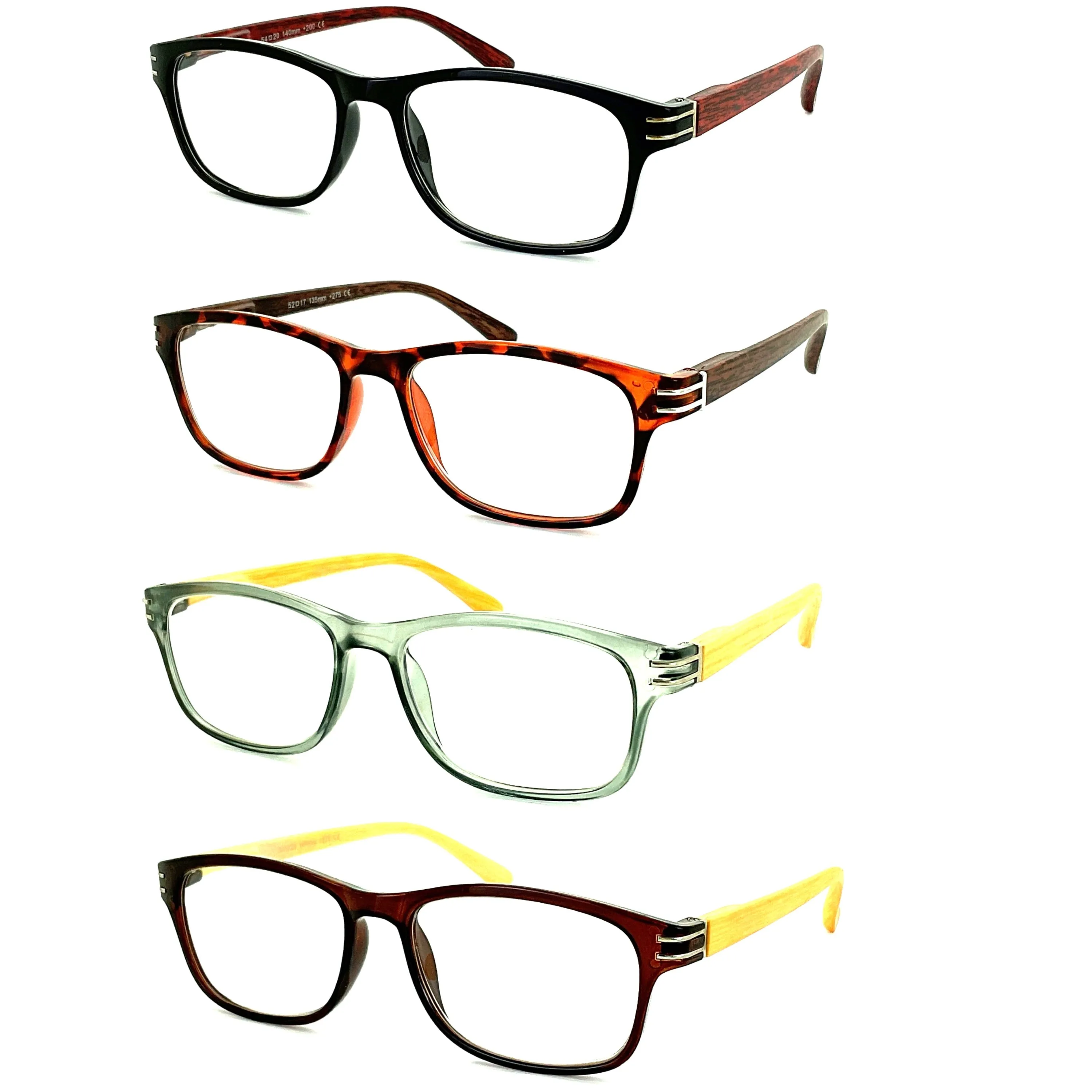 Wood Tone Wayfarer Readers With Clear Case