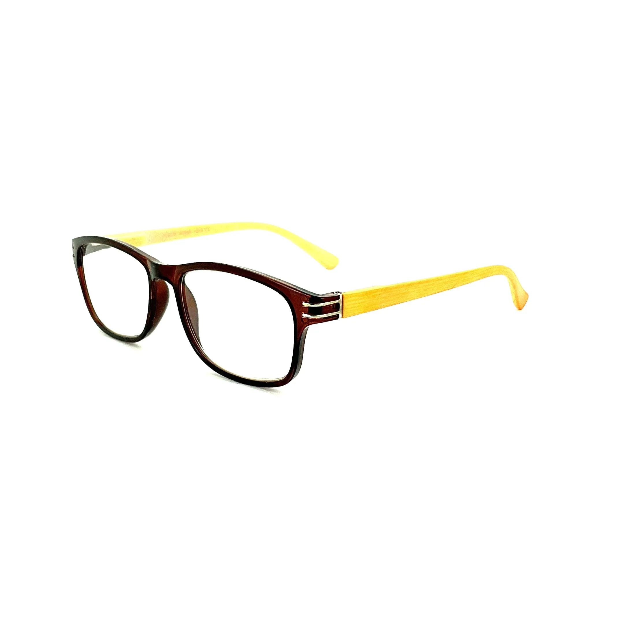 Wood Tone Wayfarer Readers With Clear Case