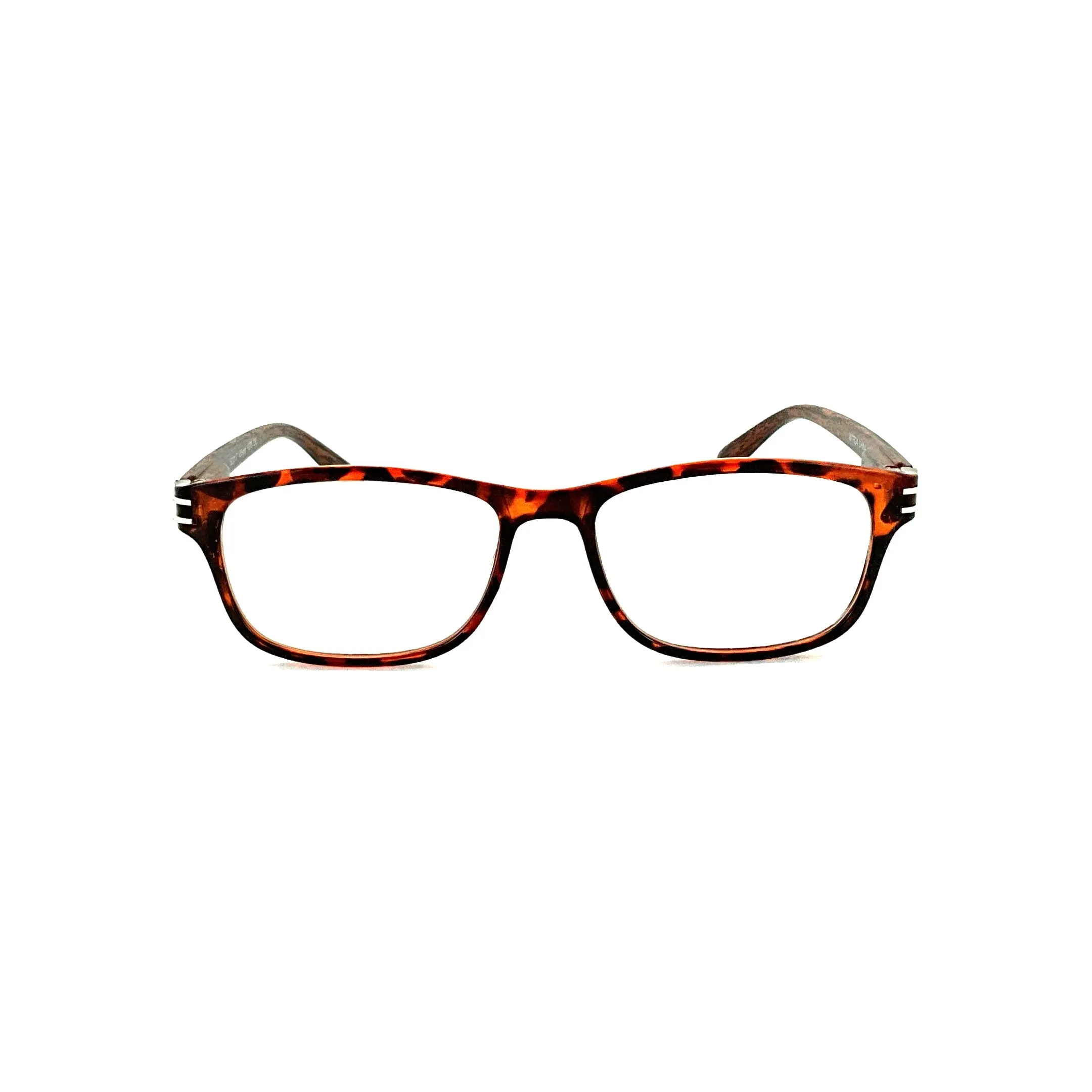 Wood Tone Wayfarer Readers With Clear Case