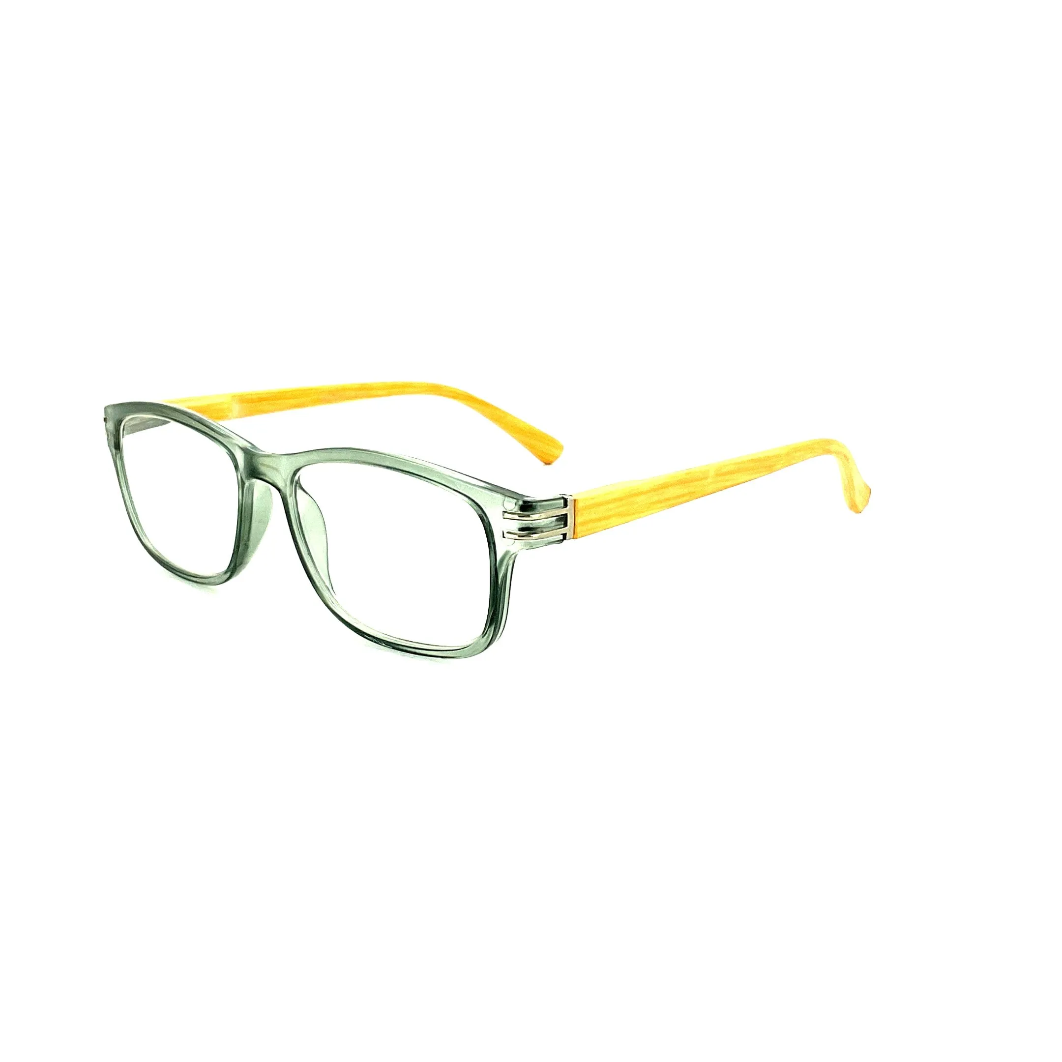 Wood Tone Wayfarer Readers With Clear Case