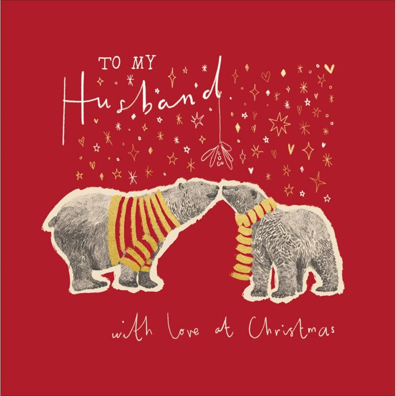 Woodmanstern Two Bears Under the Misletoe Husband Christmas Card - 610929