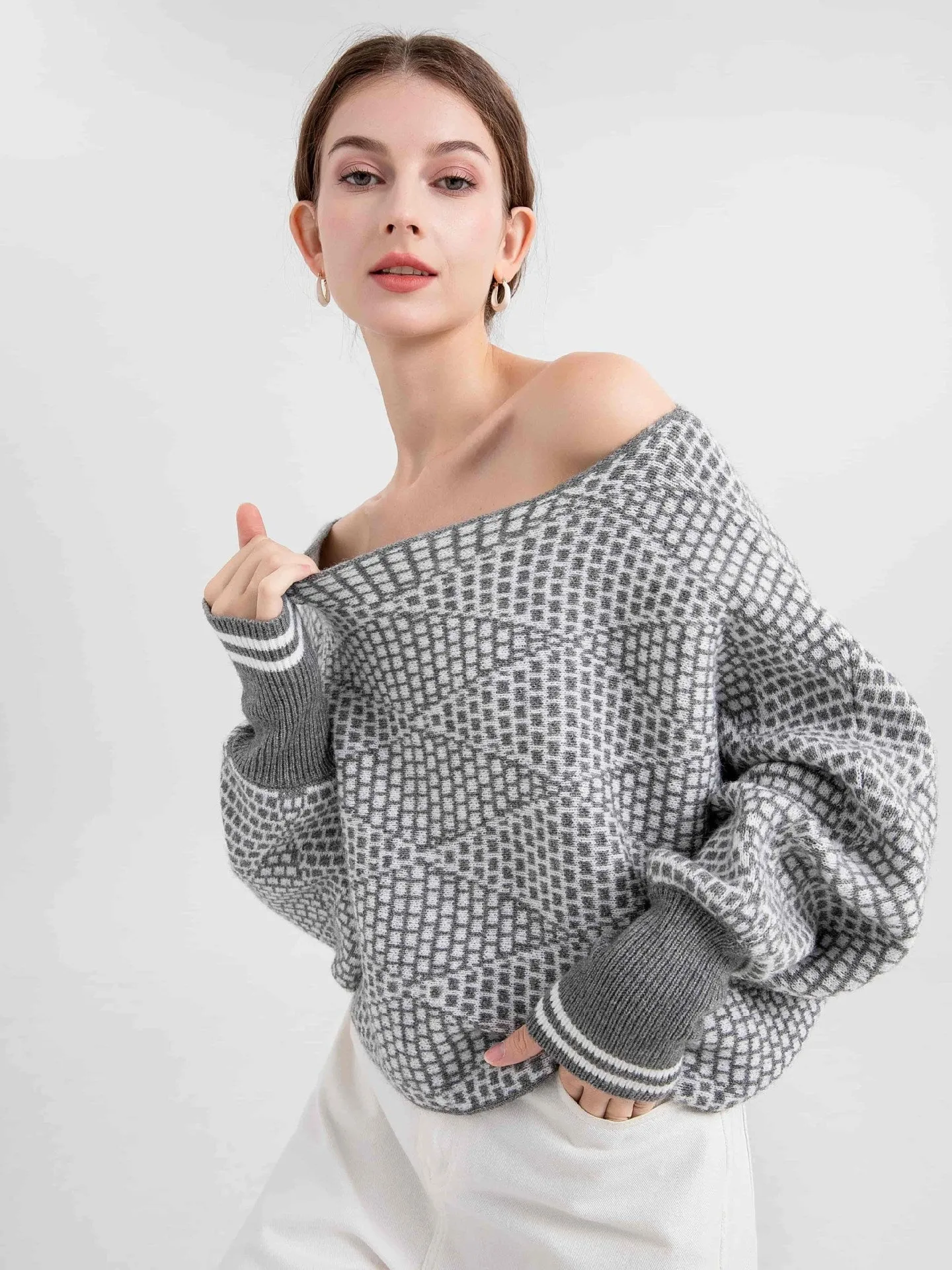 Wool-Blend Off Shoulder Sweater
