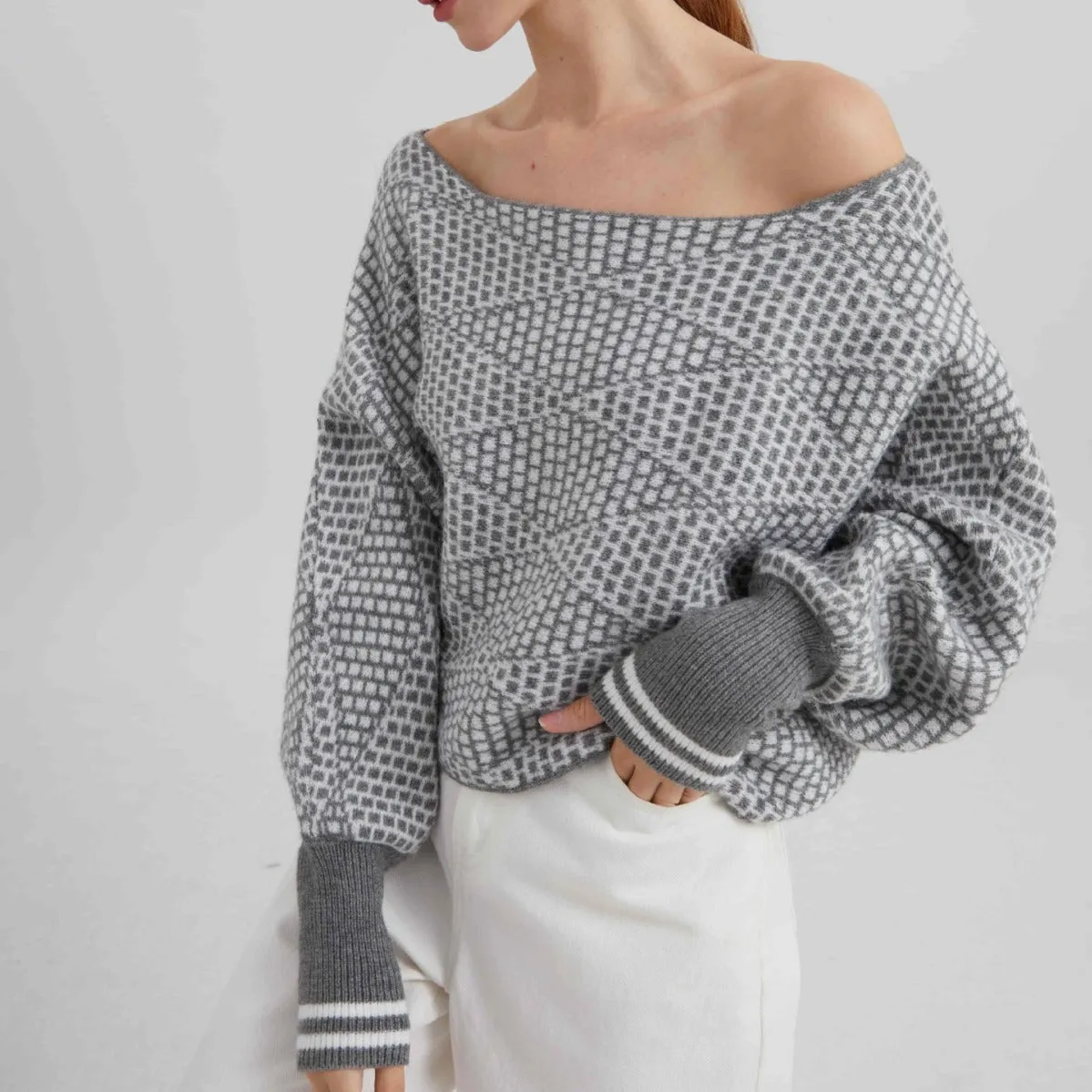 Wool-Blend Off Shoulder Sweater