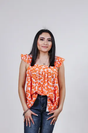 Worth The Risk Orange Floral Tank