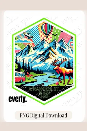 Wrangell St. Elias National Park Pop Art Design PNG Downlaod