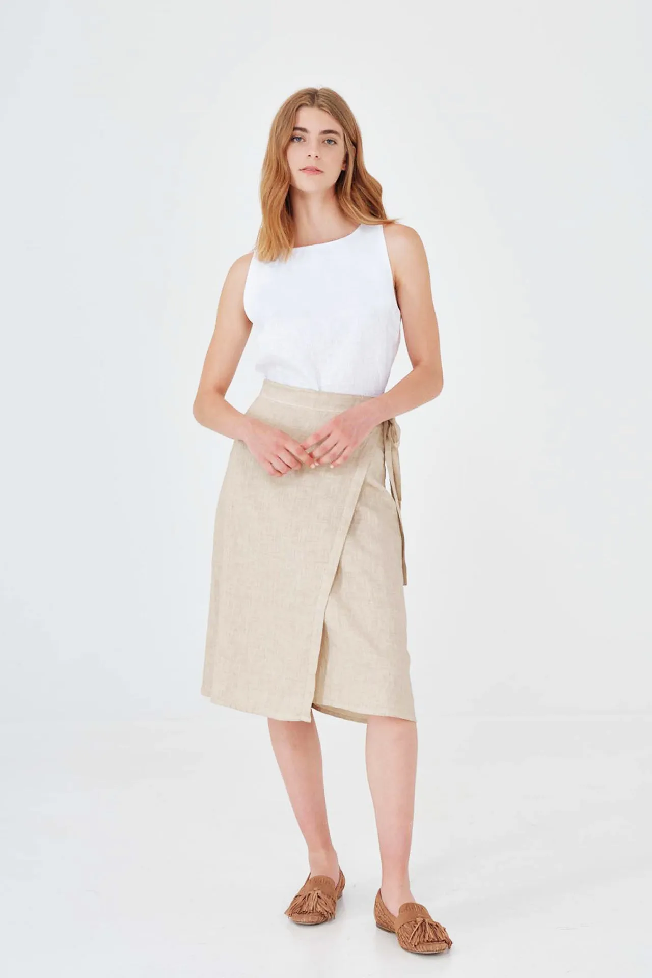 Wrap Style Linen Skirt