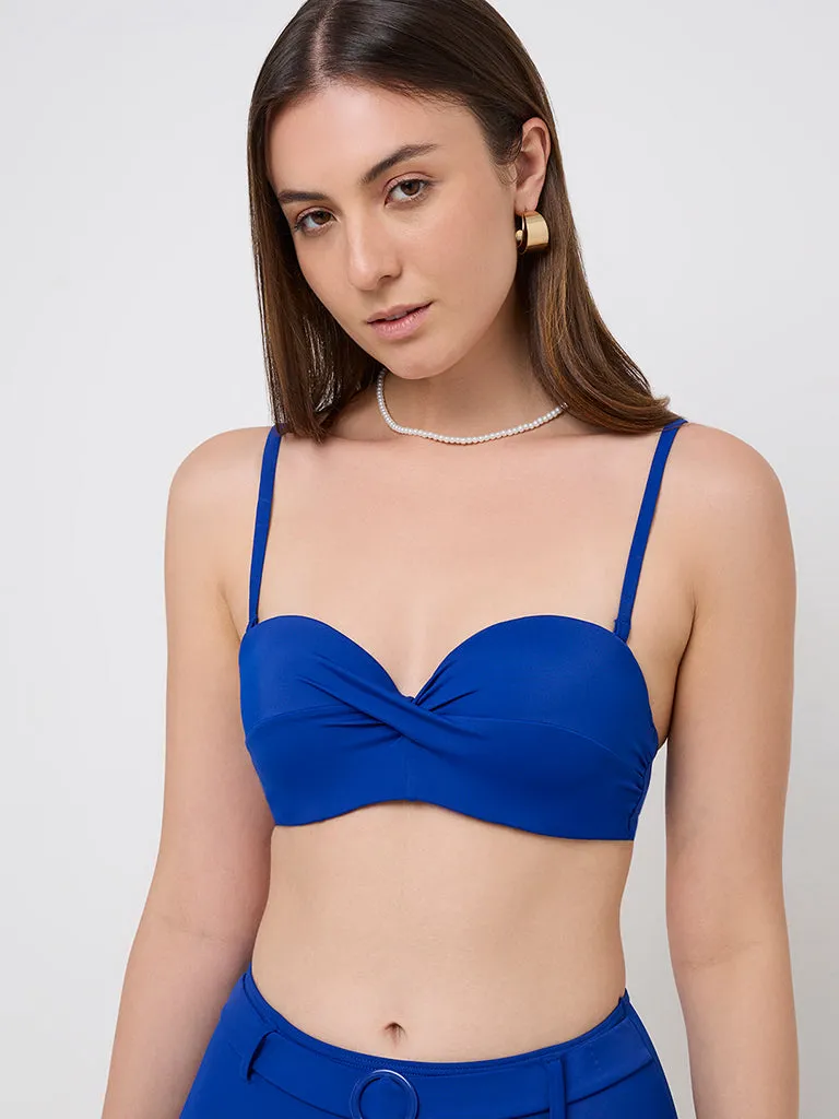 Wunderlove Blue Padded Underwired Bandeau Bra