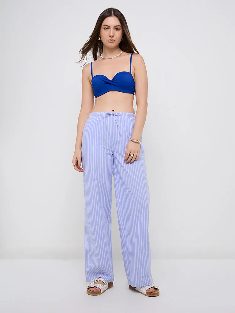Wunderlove Blue Padded Underwired Bandeau Bra