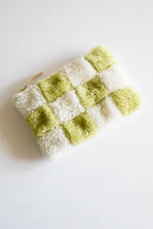 X Prism Avocado   White Checkered Patchwork Pouch