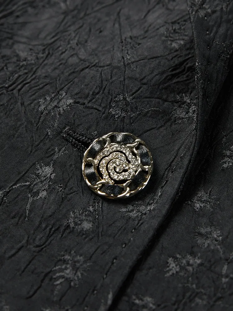 YAYING Jacquard Cinched Waist Blazer Jacket