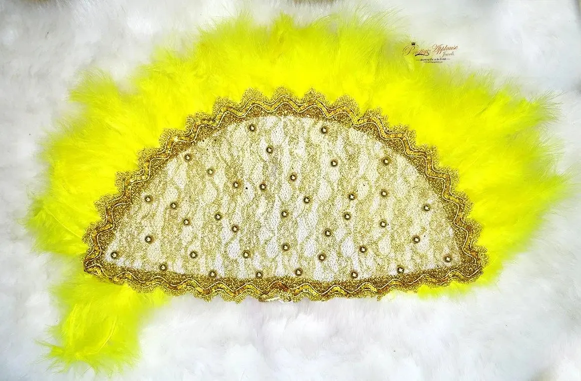 Yellow Feather Bridal wedding African Traditional engagement Handfan