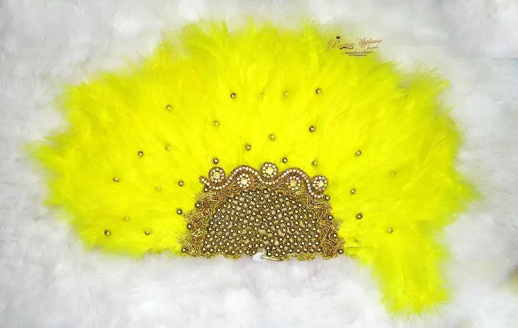Yellow Feather Bridal wedding African Traditional engagement Handfan