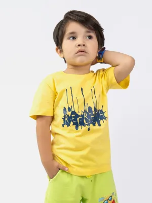 Yellow Printed  'Refresh' Casual tee
