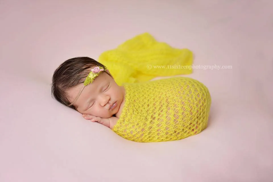 Yellow Soft Mohair Knit Baby Wrap