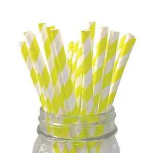 Yellow Striped Paper Straws - 24 Pkt