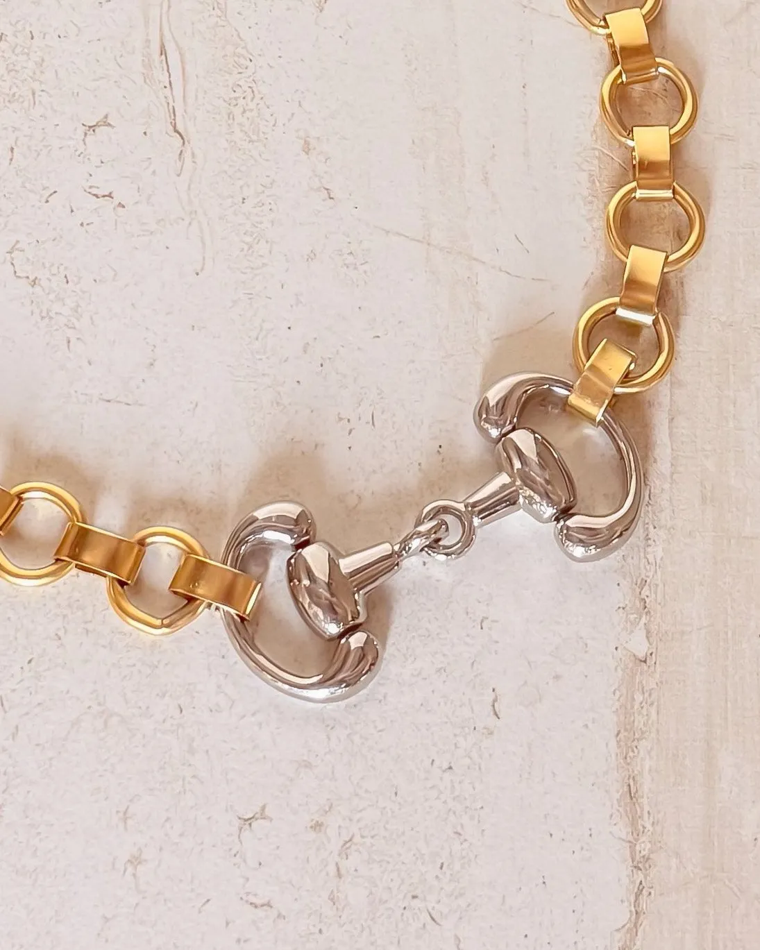 Yochi Horsebit 2 tone necklace
