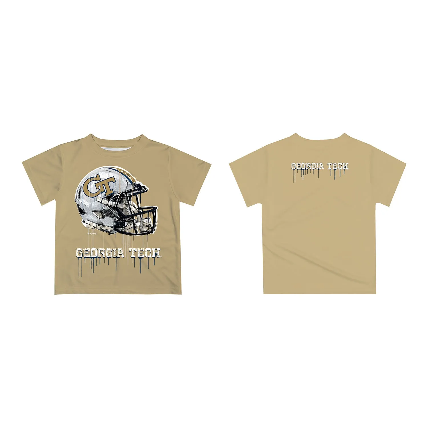 Youth Georgia Tech Yellow Jackets Dripping Football Helmet Gold T-Shirt