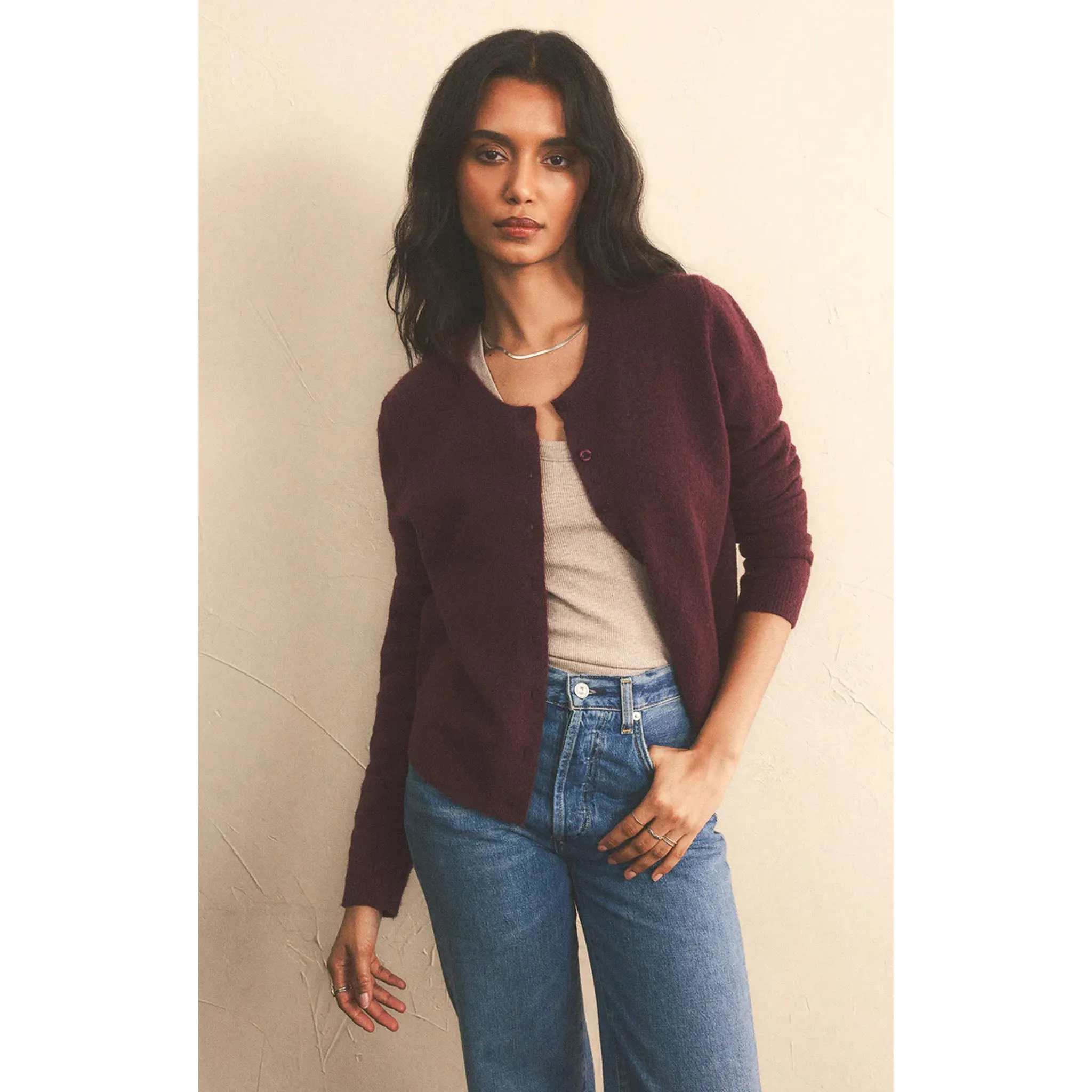 Z Supply Outlook Cardigan in Berry Wine
