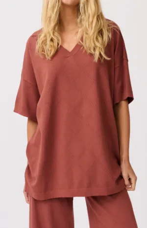 ZARELLE COLLARED TEE - Cocoa Knit