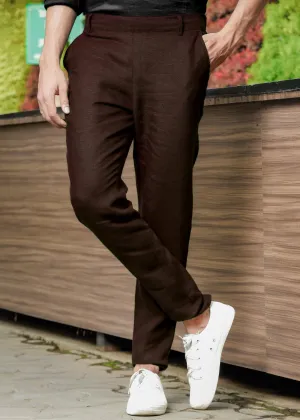Zen Relaxed Elastic Pure Linen Trousers - Cocoa Brown
