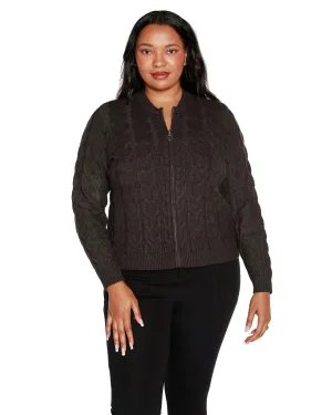 Zip Cable Sweater | Heather Charcoal