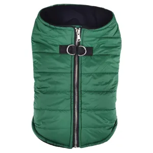 Zip-Up Puffer Vest Dog Coat Dark Green