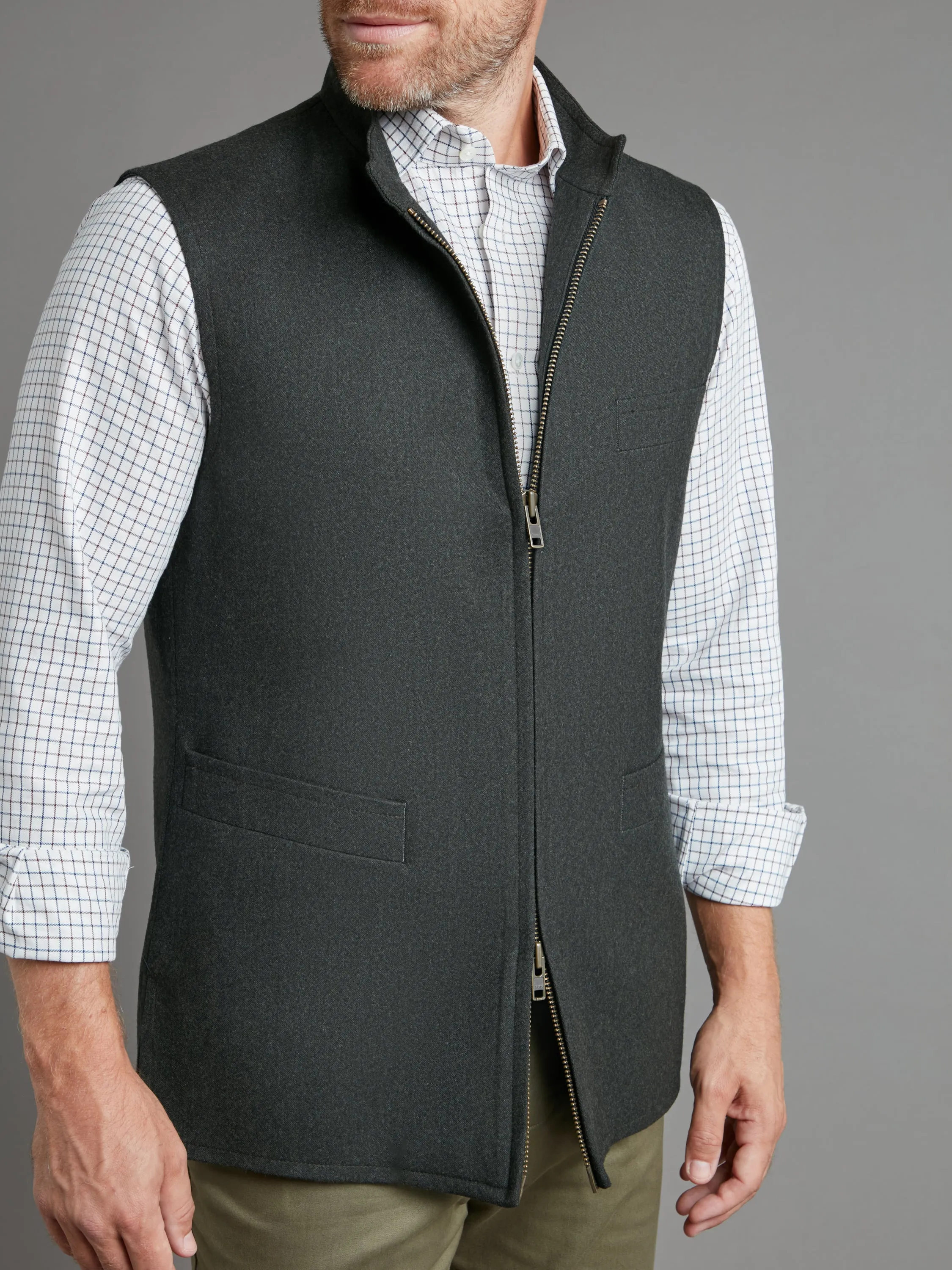 Zip Up Vest - Dark Grey Drago Flannel
