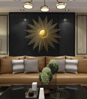 ZOVE Modern Handcrafted luxury Designer Sun Metal Wall Decor Perfect for Living Room I Drawing Room I Hotel I Restaurant (Size : 30 IN)